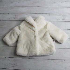 Old Navy Girl's Faux Fur Jacket Size 3-6 Months Off White Dress Coat